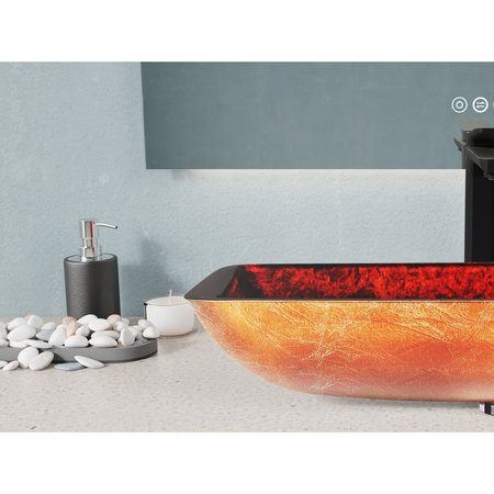 Anzzi Paradiso Rectangle Glass Vessel Bathroom Sink with Celestial Bronze Finish LS-AZ901
